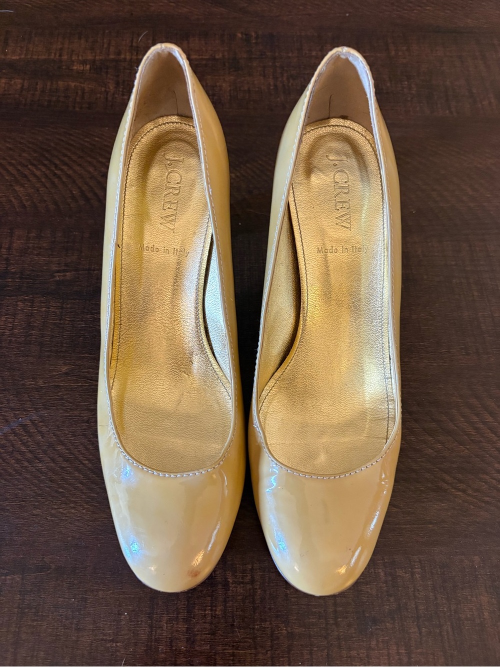J. Crew Women's Patent Leather Round-Toe Pumps in Light Beige